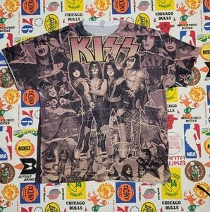 KISS God bless sublimination Graphic T-Shirt - Black